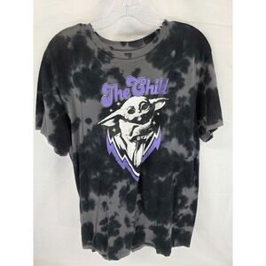 Star Wars Fifth Sun The Child Grogu Tie Dye Graphic T-Shirt Men Large Black Gray